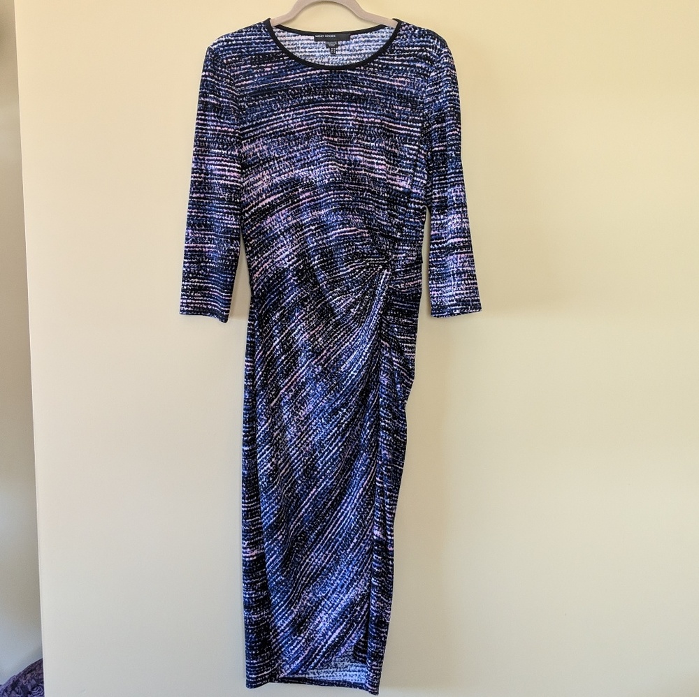 Knot-front fitted midi dress long sleeved